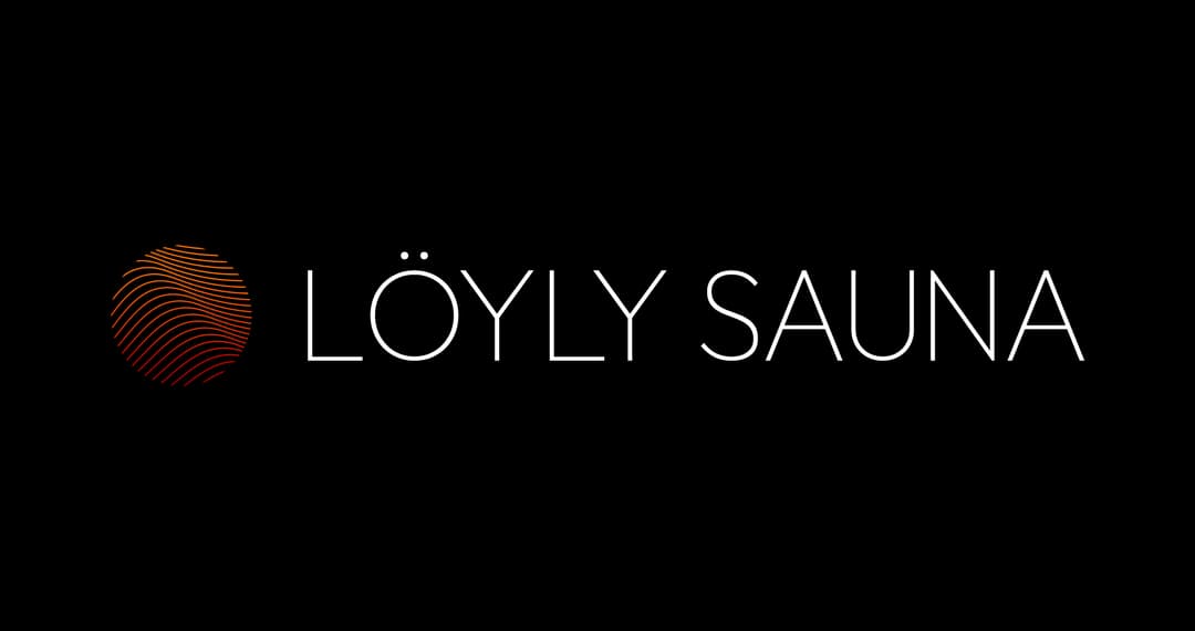 The logo for Löyly Sauna featuring an orange-toned wavy circle next to white text on a black background.
