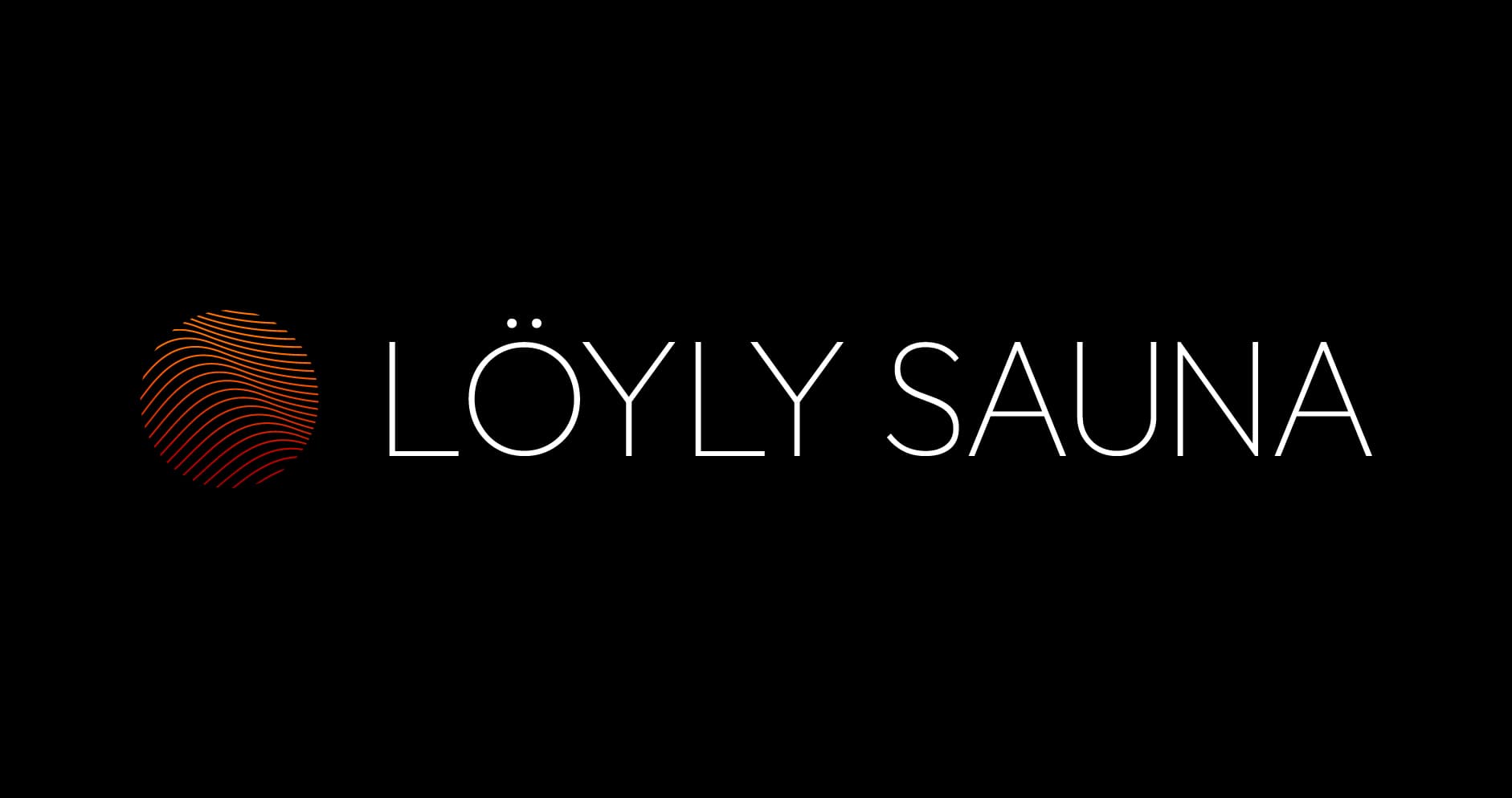 The logo for Löyly Sauna featuring an orange-toned wavy circle next to white text on a black background.